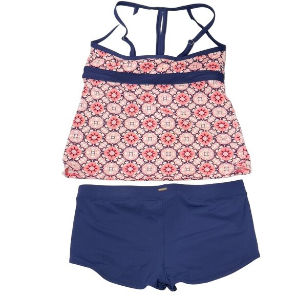 LANDS END Women's 2 Piece Swimsuit Navy & Coral Top Size 10L Bottom Size 12 - Picture 5 of 7